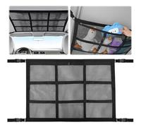 AMSGANK Filet de Rangement pour Toit Voiture, 80 x 53 cm Voiture Organiseur Sac Universel Intérieur Maille Sac en Filet pour la Plupart des Véhicules Courants, SUV, Van, Jeep (Noir)