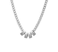 Amsgedhie Collier personnalisé pour Homme avec Noms Gravés Chaîne en Acier inoxydable Argent, Noir, Or Cadeau pour Fête des Pères, Cadeau de Noël (Argent-4 nom)