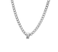 Amsgedhie Collier personnalisé pour Homme avec Noms Gravés Chaîne en Acier inoxydable Argent, Noir, Or Cadeau pour Fête des Pères, Cadeau de Noël (Argent-1 nom)