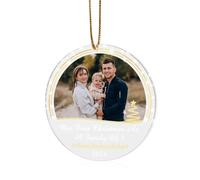 Amsgedhie Décorations Rondes de Noël : Boules en Acrylique - Suspension Personnalisée (Photo et Texte) - Porte-clés Familial (Style 1)