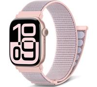 AMSKY Boucle Sport Nylon Compatible avec Bracelet Apple Watch | Serie 12 11 10 9 8 7 6 5 4, SE Ultra 4 3 2 1, Bracelet pour iWatch Se 44mm 46mm 40mm 42mm 45mm 41mm 38mm 49mm, Sable Rose