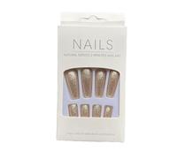 AMSLSIU 1 Set French Tip Press on Nails Extension Bling Ongles extra longs Wraps détachables Kit de manucure à couverture complète , H33-champagne, gelée , colle