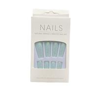AMSLSIU 1 Set French Tip Press on Nails Extension Bling Ongles extra longs Wraps détachables Kit de manucure à couverture complète , H33-bleu clair, gelée , colle
