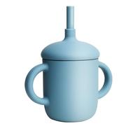 AMSLSIU 150 ml Bébé Silicone Sippy Tasses Étanche Formation Potable Bouteille D'alimentation Tasses De Stockage Verres pour Les Tout-petits, Bleu foncé