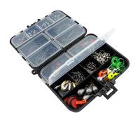 AMSLSIU 188 pièces Kit d'accessoires de pêche Poids Perle bloquant Les émerillons Boutons-Pression Plomb Plomb en Acier Inoxydable Ensemble d'équipement de Poisson