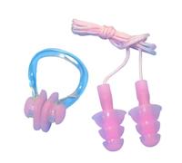 AMSLSIU 2 pièces bouchon d'oreille pinces-nez ensemble femmes hommes plongée en apnée étanche doux réutilisable Kit de bouchons d'oreille équipement de Sport sous-marin, Rose