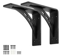 AMSLSIU 2 Supports d'étagère, Robustes, durables, d'angle Droit, Grande capacité, adaptés pour aux Cuisines et Jardins, Noirs