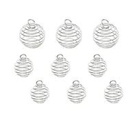 AMSLSIU 30 pièces spirale perle cages pendentifs cristal extensible porte-boule plusieurs tailles fabrication de bijoux artisanat pour les débutants