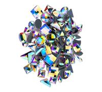 AMSLSIU 50 pièces cristal de verre de forme spécifique ensemble 3D conseils décoration Nail Art strass bricolage artisanat manucure accessoires, Cristal Blanc AB