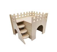 AMSLSIU Aire de Jeux en Bois avec maisonnette nichée, Jouet d'exercice pour aux Couleurs Vives et à la Structure Robuste et Durable, idéale pour décorer la Maison de Vos Animaux Compagnie : Hamster,