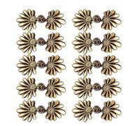 AMSLSIU Attaches décoratives en forme de fleur pour vêtements, faites main, nœuds de grenouille chinois, pour la confection de vêtements et de tissus satinés. Sélection de, café et or