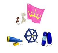 AMSLSIU Balançoire Bateau Pirate, Accessoires, cabane dans Les Arbres, Cadeaux, Roue de Jeu, Jouets de Plein air sécuritaires pour Enfants, Volant, équipement balançoire