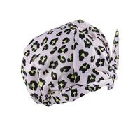 AMSLSIU Bonnets de douche fleur impression imperméable réutilisable élastique épais coloré Turban Bonnet Long court chapeau Salon fournitures, Imprimé léopard rose