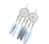 AMSLSIU Boucles d'oreilles bohèmes en forme de goutte d'eau boucles d'oreilles pendantes légères 1 paire belles avec un cadeau d'anniversaire de conception d'attrape-rêves, Blanc