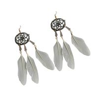 AMSLSIU Boucles d'oreilles bohèmes en forme de goutte d'eau boucles d'oreilles pendantes légères 1 paire belles avec un cadeau d'anniversaire de conception d'attrape-rêves, Gris