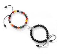 AMSLSIU Bracelet de perles en forme de cœur à boucle magnétique, cadeau Couple à la mode, Compact et élégant, léger mais texturé, tapez+4