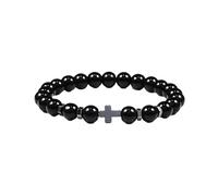 AMSLSIU Bracelets de perles tendance et confortables. Facile à assortir à Pour tous les styles de bracelets croisés en perles pierre, noir brillant