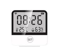 AMSLSIU Bureau à Domicile Smart WiFi Affichage numérique thermomètre Chambre Salon écran LCD température humidité mètre Horloge