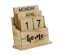 AMSLSIU Calendrier de bureau rustique unique en bois, affichant la semaine, le mois et le jour. Ce calendrier se distingue comme un élément unique de votre