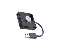 AMSLSIU Carte son USB à volume réglable permettant une connexion facile du Pour micro et des écouteurs pour une sortie audio claire. Contrôle du niveau sonore. Coupure son en 1 clic : passez en