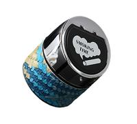 AMSLSIU Cendrier de voiture Non inflammable, profitez d'un environnement de tabagisme propre et sûr, cendrier amovible en métal et acier inoxydable pour hôtels, Motif à carreaux bleus