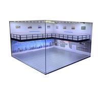 AMSLSIU Charmante vitrine en Acrylique pour 1/64 de modèle réduit de Voiture, avec Magnifiques Effets d'éclairage LED. Idéale pour Exposer Une Collection modèles réduits Voitures, Brique Paysage