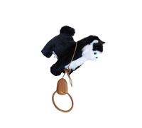 AMSLSIU Chat Robot en Peluche Douce avec contrôle des mouvements, Jouet électronique interactif, Cadeau Amusant pour Un Anniversaire d'enfant. Corde spéciale pour contrôler, Noir, 22 x 25 cm