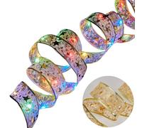 AMSLSIU Décorez le jardin avec une en ruban de Noël, une merveilleuse décoration avec 40 ampoules LED, des nœuds et un arbre lumineux, Or, lumière colorée