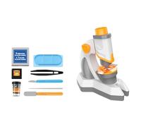 AMSLSIU Ensemble de 4 pièces/Ensemble de Sciences faciles à Utiliser pour Enfants d'exploration microscopique des Sciences du Monde lointain et Proche Jouets pour Enfants, Microscope 1200X