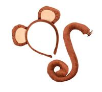 AMSLSIU Ensemble oreilles et queue de singe tendance pour adultes, enfants et femmes, idéal pour Halloween et les jeux de rôle. Oreilles en peluche, longue queue, déguisement