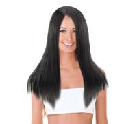 AMSLSIU Femme perruque Simulation longue ligne droite faux cheveux milieu séparation lavable mode décoration Festival postiche artificielle, Type 1