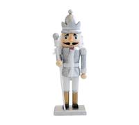 AMSLSIU Figurines Casse-Noisette de Noël - Décorations de Maison - Figurines en Bois Casse-Noisette - Charme instantané - Apportez Une Touche de pour Joie, Argent, 5 x 5 x 16 cm