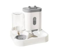 AMSLSIU Gamelle Automatique pour Chats d'intérieur avec réservoir d'eau de 1 L et bac à Grains de 2 L, Gris, 28 x 25 x 26 cm