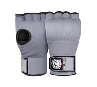 AMSLSIU Gants de Boxe rembourrés en Mousse Confortables et pour Combattants Muay Thai et Taekwondo Demi-Doigts, Gris Clair