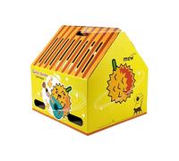 AMSLSIU Griffoir pour Chat, canapé en Carton, Ensemble de Planche à gratter pour Chat, Planche à gratter pour, lit pour, Ensemble de boîte pour, Maison Durian Jaune, Maison Cat Tashan