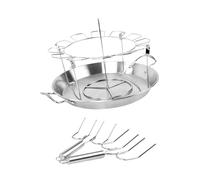 AMSLSIU Grille de rôtissage pour poulets (jusqu'à 12 cuisses) en acier inoxydable avec bac de récupération des graisses. Idéale pour les grillades à la