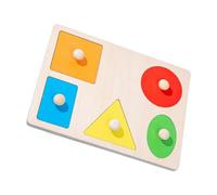 AMSLSIU Jeu de Manipulation en Bois pour Enfants d'âge préscolaire : Puzzles éducatifs et ludiques, Reconnaissance des Formes, motricité Fine, Carré à Cinq Trous