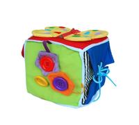 AMSLSIU Jeu de motricité fine, tableau d'apprentissage, cube d'activités de voyage, cube d'activités, tableau d'activités pour développer la patience et la concentration chez les jeunes enfants, blocs