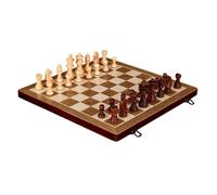 AMSLSIU Jeu d'échecs, de Dames et de Backgammon en Bois, Format Compact, idéal pour Les réunions Famille, Le Camping et Les Jeux société. Coffret Voyage 2 en 1, Parfait pour débutants.