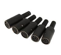 AMSLSIU Kit de 5 connecteurs DIN pour Clavier et Souris Personnalisables, avec fiche Femelle Robuste pour Un câblage Facile. Compatible avec Les connecteurs DIN 3, 4, 5, 6, 7 et, Noir, 6 Broches