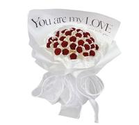 AMSLSIU Kit de Bouquet de Fleurs artificielles à Monter soi-même - Projet DIY Unique - Cadeau pour Les Mamans et Les Petites amies - Bouquet de Roses Rouges artificielles à, 33 Fleurs