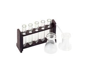 AMSLSIU L'ensemble de Tubes à essai Miniatures réalistes Comprend Cinq Tubes à essai, Deux Tasses de Mesure et Une Tige d'agitation, Un bel ajout la scène Miniature. Accessoires Maison poupée