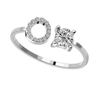 AMSLSIU Lettre majuscule bague ouverte bagues de fiançailles réutilisables intérieur extérieur ornemental bijoux anniversaire noël Festival cadeaux, Lettre O