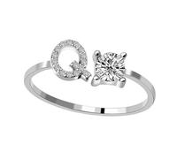 AMSLSIU Lettre majuscule bague ouverte bagues de fiançailles réutilisables intérieur extérieur ornemental bijoux anniversaire noël Festival cadeaux, Lettre Q