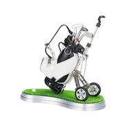 AMSLSIU Mini Sac de Golf décoratif avec Porte-Stylo et Chariot Pliable à 2 Roues, Souvenir idéal pour Un Bureau Une Table.