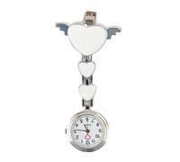 AMSLSIU Montre de Poche Motif de Dessin animé Vêtements Clips Suspendus Montres Délicat Pendentif Horloge Cadeaux pour la Mode Décontracté Quotidien, Blanc