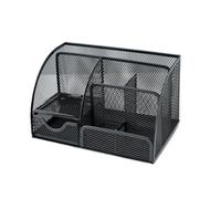 AMSLSIU Organisateur de bureau en métal Hallow grande capacité antidérapant lavable remplacement stylo scolaire colle stockage porte-ciseaux, Noir