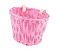 AMSLSIU Panier de vélo enfant pour filles et garçons, solution de rangement tissée, montage facile, détachement, léger, décoration pour tricycle, Rose, 23 x 19 x 17.5 cm