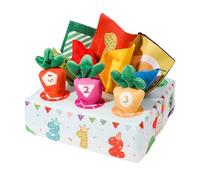 AMSLSIU Peluche interactive en forme de carotte, favorisant la coordination œil-main et offrant deux modes de jeu stimulants. Jouet sensoriel à tirer pour les tout-petits. Peluche boîte à mouchoirs en