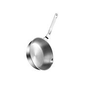 AMSLSIU Poêle à frire en acier inoxydable, poêle à œufs, antiadhésive pour omelettes, multifonctions ronde, ustensiles de cuisine ronds pour sauter, Argent, 12 cm